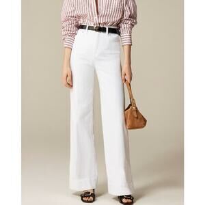 J.Crew 1996 Denim Trouser Jeans WMNS 29P White Hi-Rise Zip Fly Wide-leg Stretch